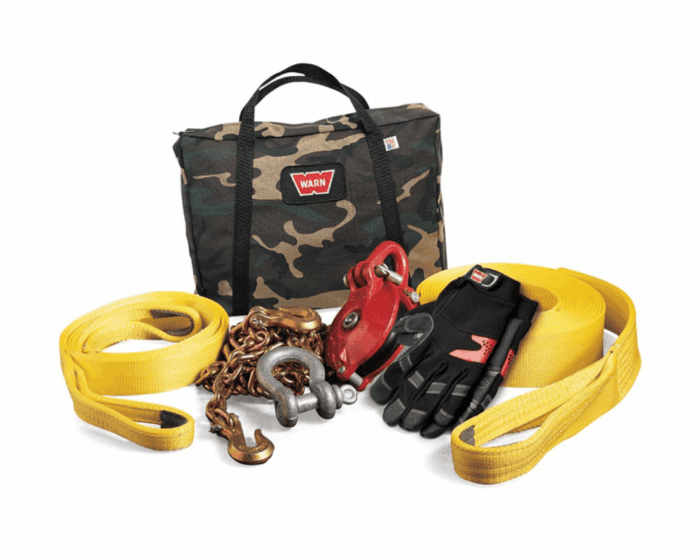 Warn recovery set army, inclusief alle lier accessoires