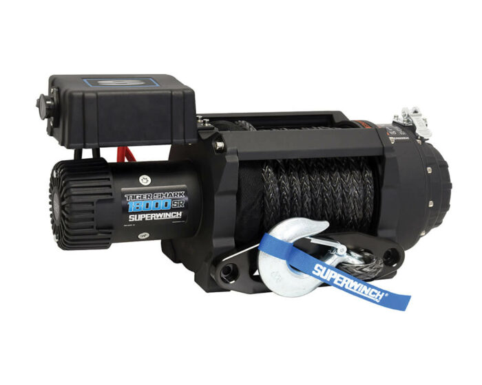 Electric winch with synthetic winchrope