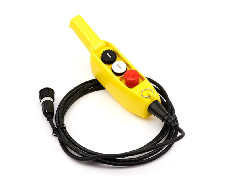 Warn bediening met noodstop. Gebruikt voor DC Hijslier